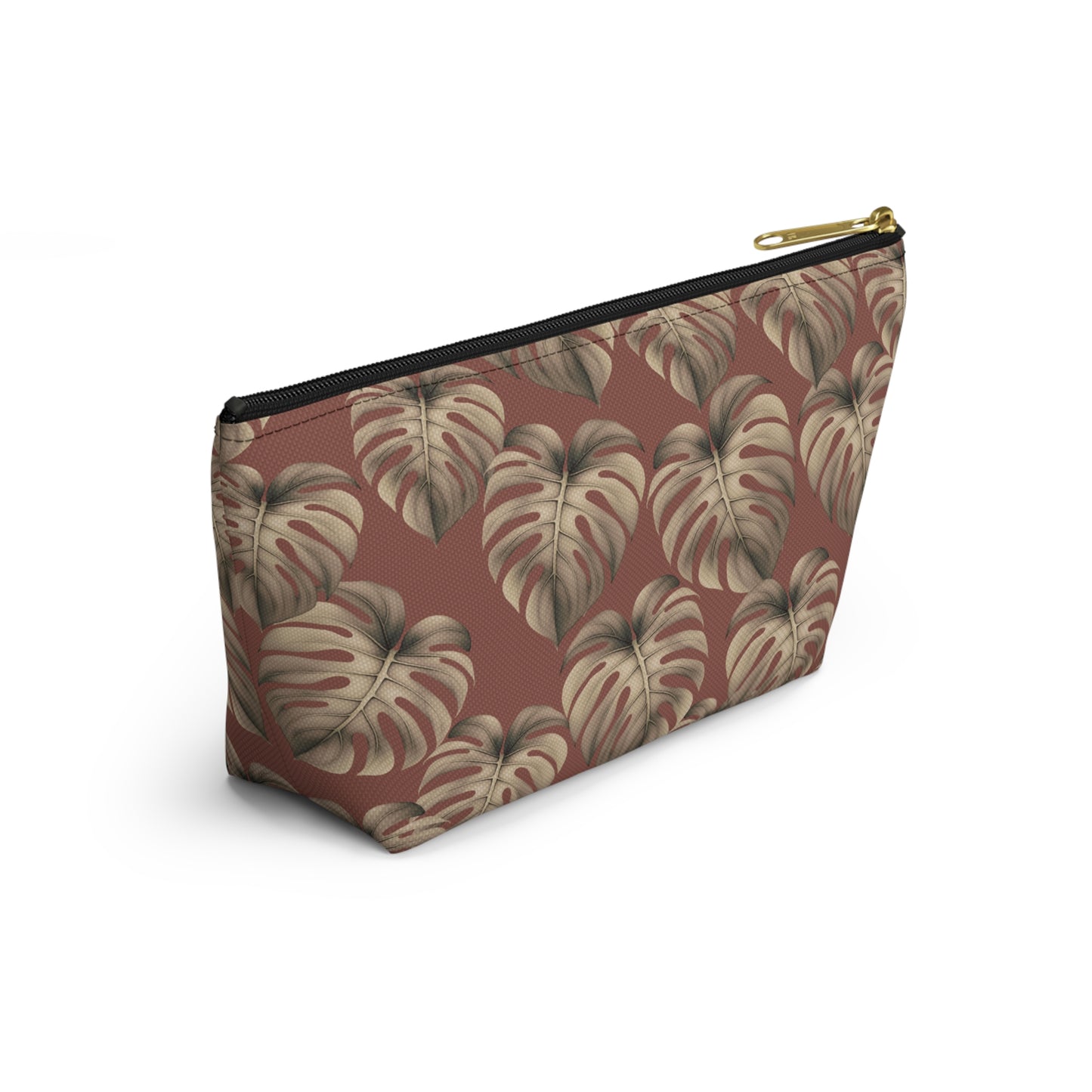 Monstera Mauve Hawaiian Print - Accessory Pouch w T-bottom