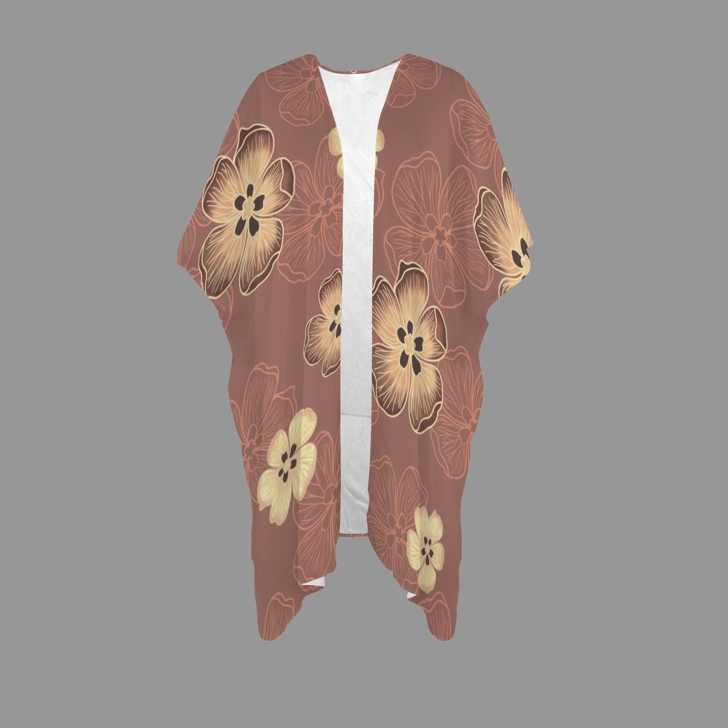 Hau Flower Long Kimono Soft Dusty Tones
