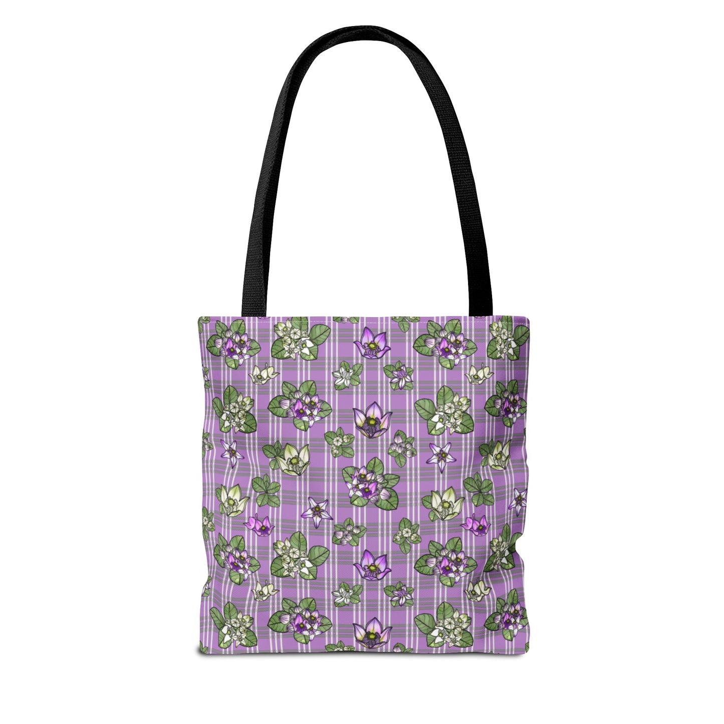 Pua Kalaunu and Palaka Hawaiian Print Tote Bag (purple)
