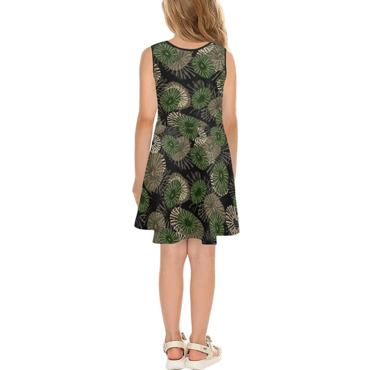 'Opihi Hawaiian Print - Girl's Sleeveless Dress, Camouflage