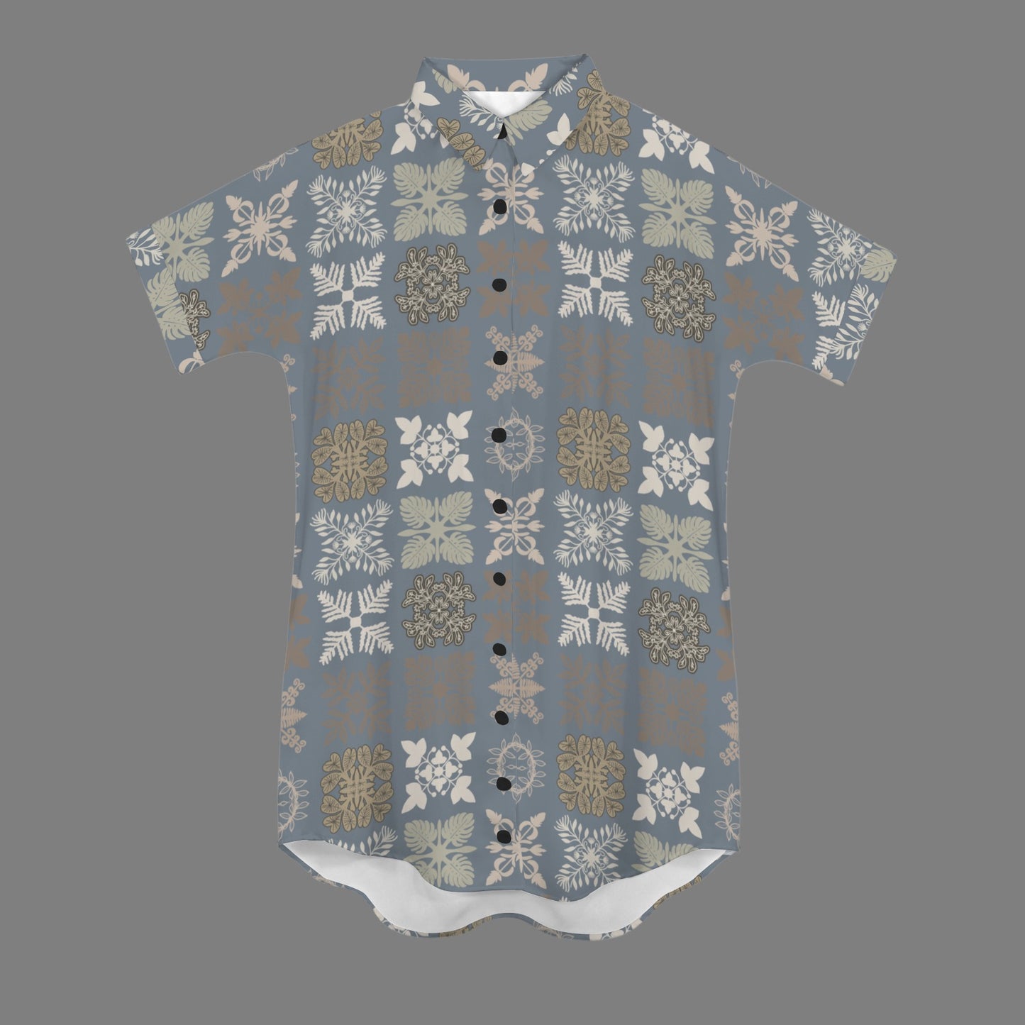 Kapa Kuiki Quilt Nani 2.0 Shirt Dress - Blue & Gray