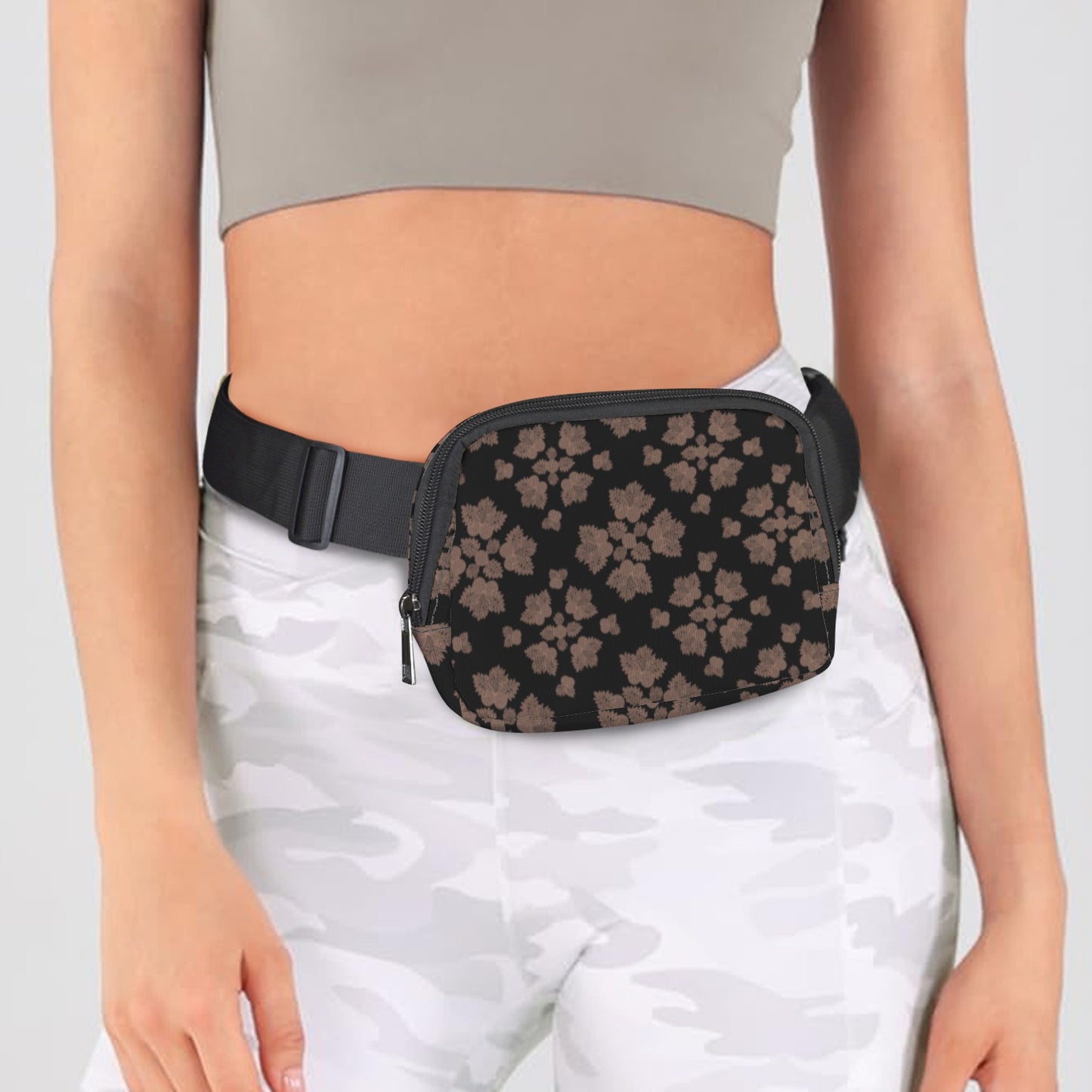 Holoholo Belt Bag - Ulu Quilt Belt Bag / Chest Bag - Black and Brown Belt Bag-Small