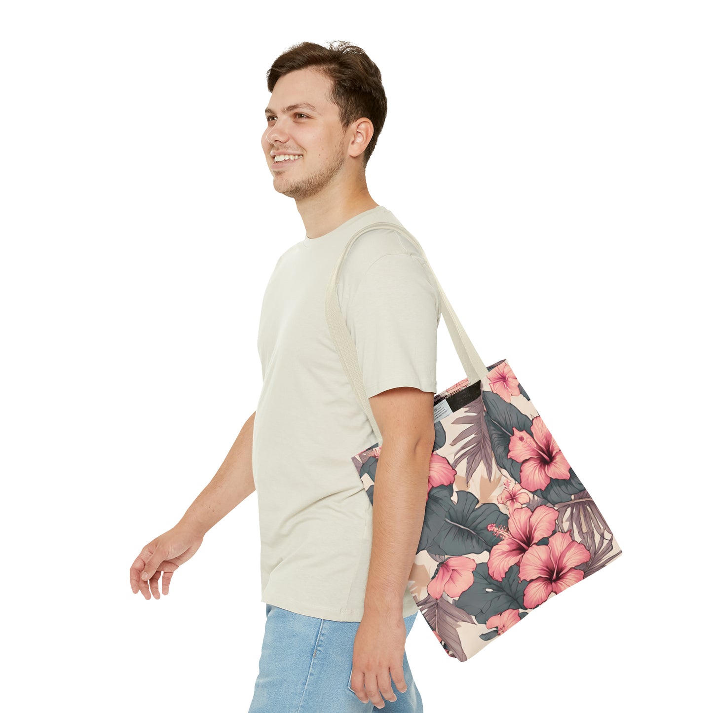 Hibiscus Tropical Hawaiian Print Tote Bag - Soft Tones
