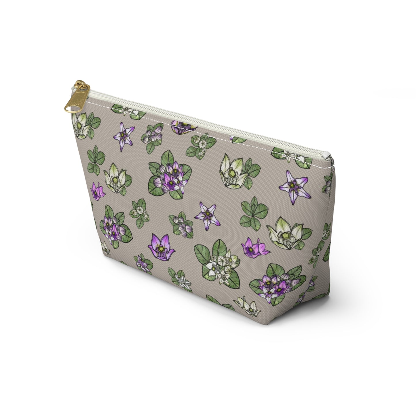 Pua Kalaunu Crown Flower Hawaiian Print Accessory Pouch w T-bottom