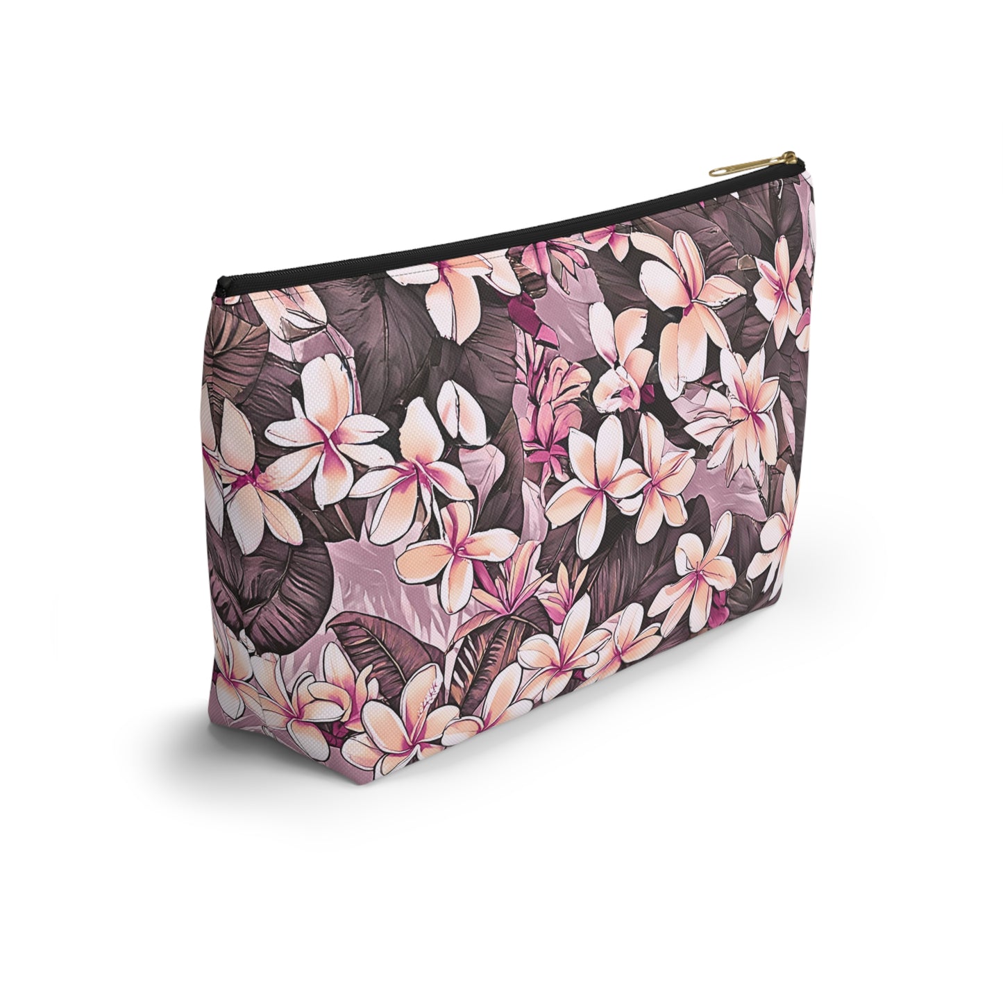 Plumeria Hawaiian Tropical Print Pink Tones - Accessory Pouch w T-bottom