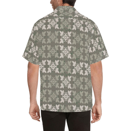 Kukui Kapa Kuiki Hawaiian Quilt - Menʻs Aloha Shirt, Sage and Gray