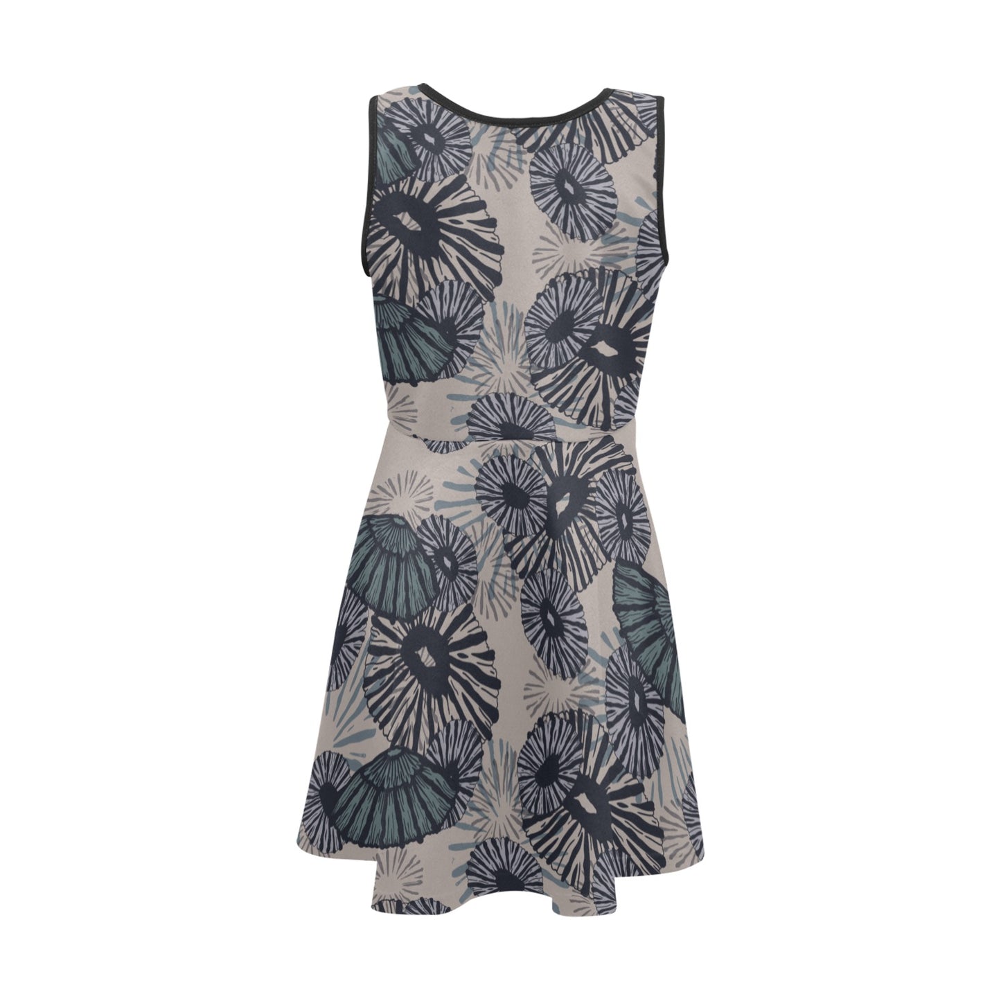 'Opihi Hawaiian Print Girl's Sleeveless Dress - Slate Blue and Taupe