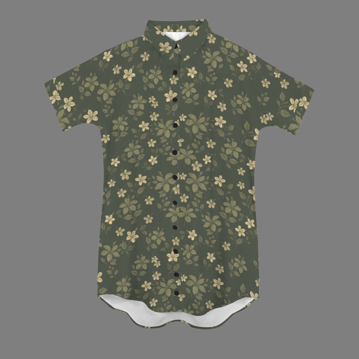 Nani 2.0 Button Down Dress - Koki'o Hibiscus Print in Green