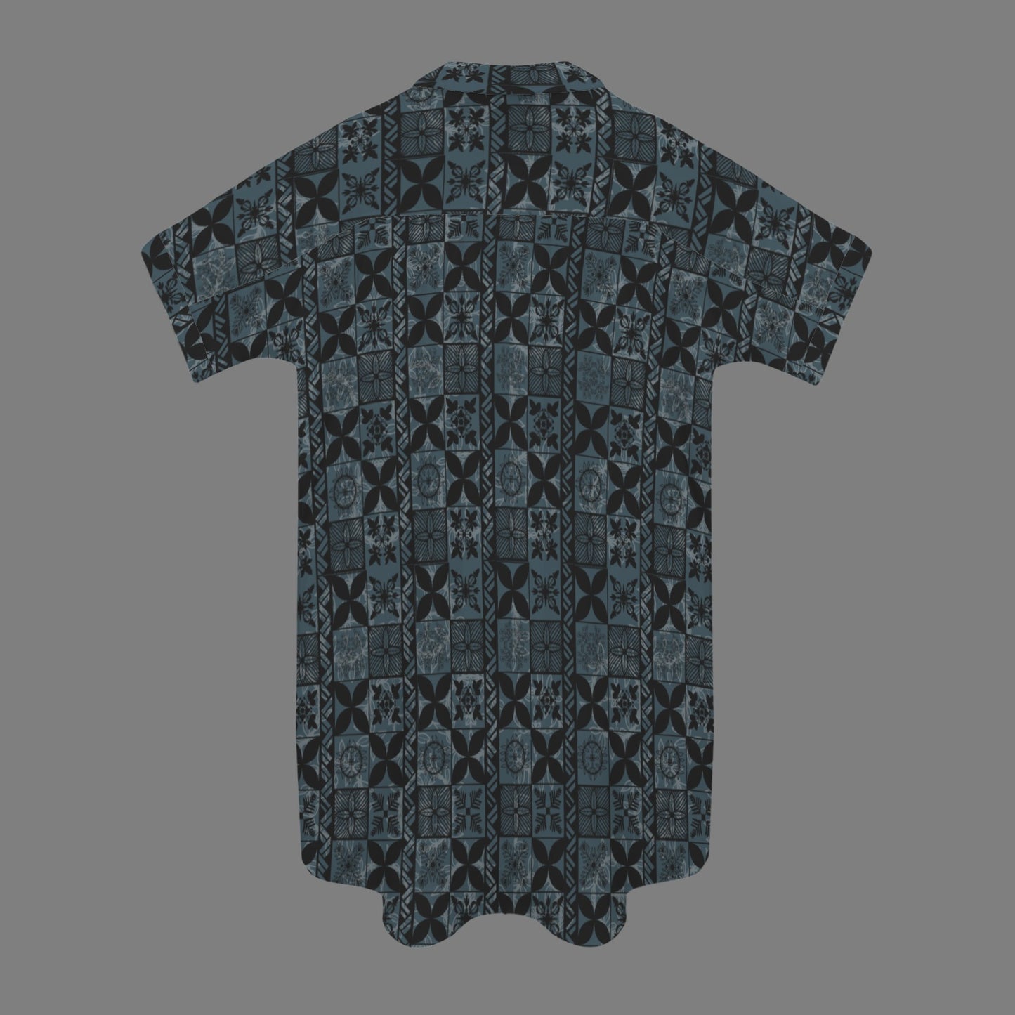nani 2.0 shirt dress - hawaiian kapa quilt blue and black small print
