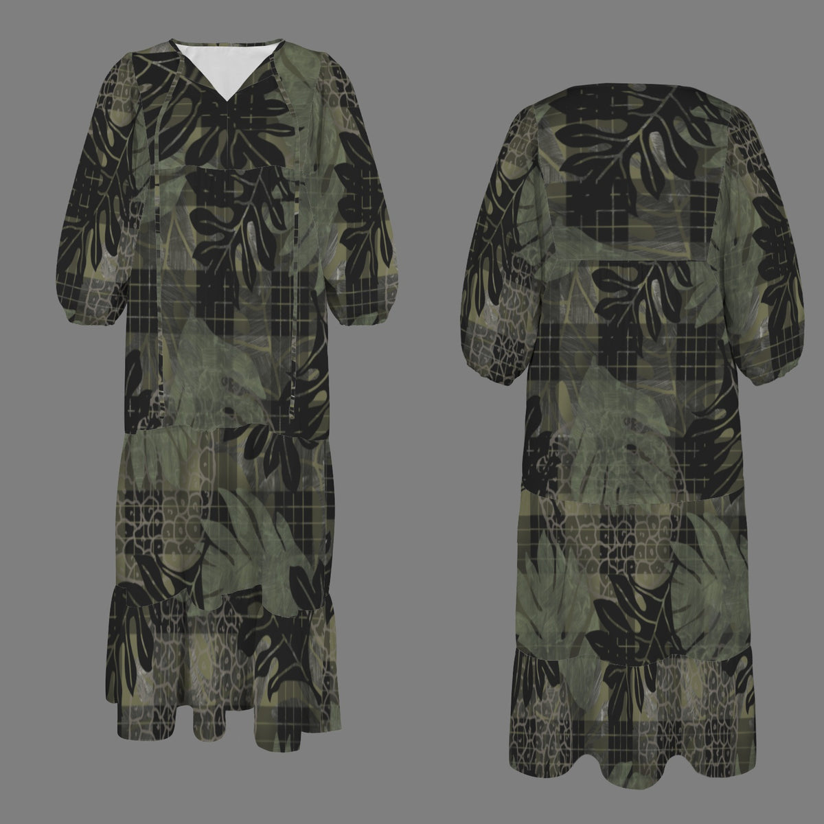Pauahi Mu'umu'u Maxi Dress - Ulu and Palaka in Green and Black