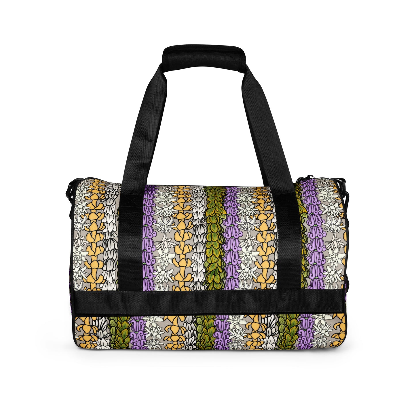 Hawaiian Lei Print Gym Bag | Duffle Bag - Puakenikeni, Pakalana, Crown Flower, Pikake
