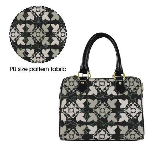 Kukui Kapa Kuiki Hawaiian Quilt Print - Kauka Faux Leather Satchel Handbag, Small