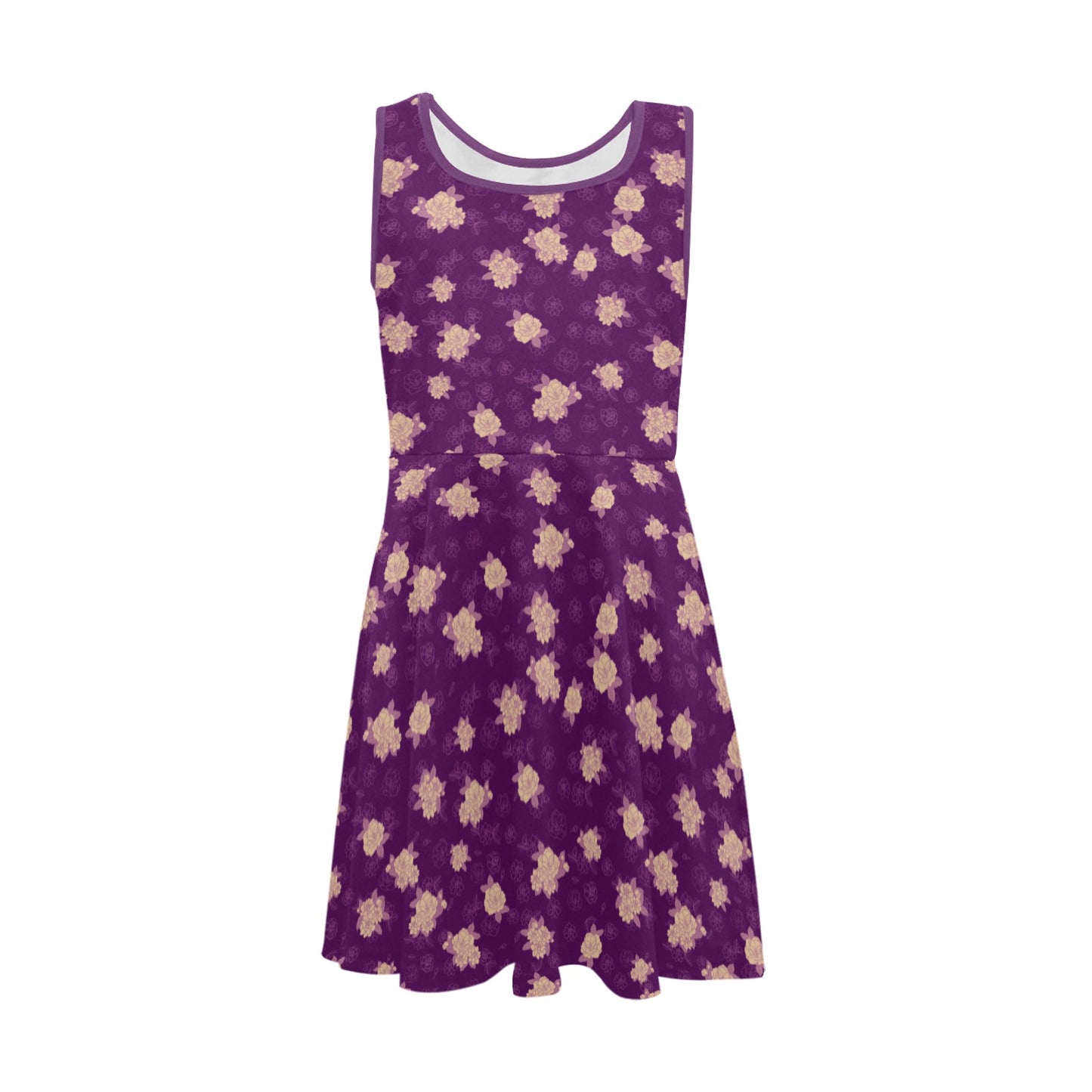 Gardenia Kiele Hawaiian Print Girl's Sleeveless Dress - Purple