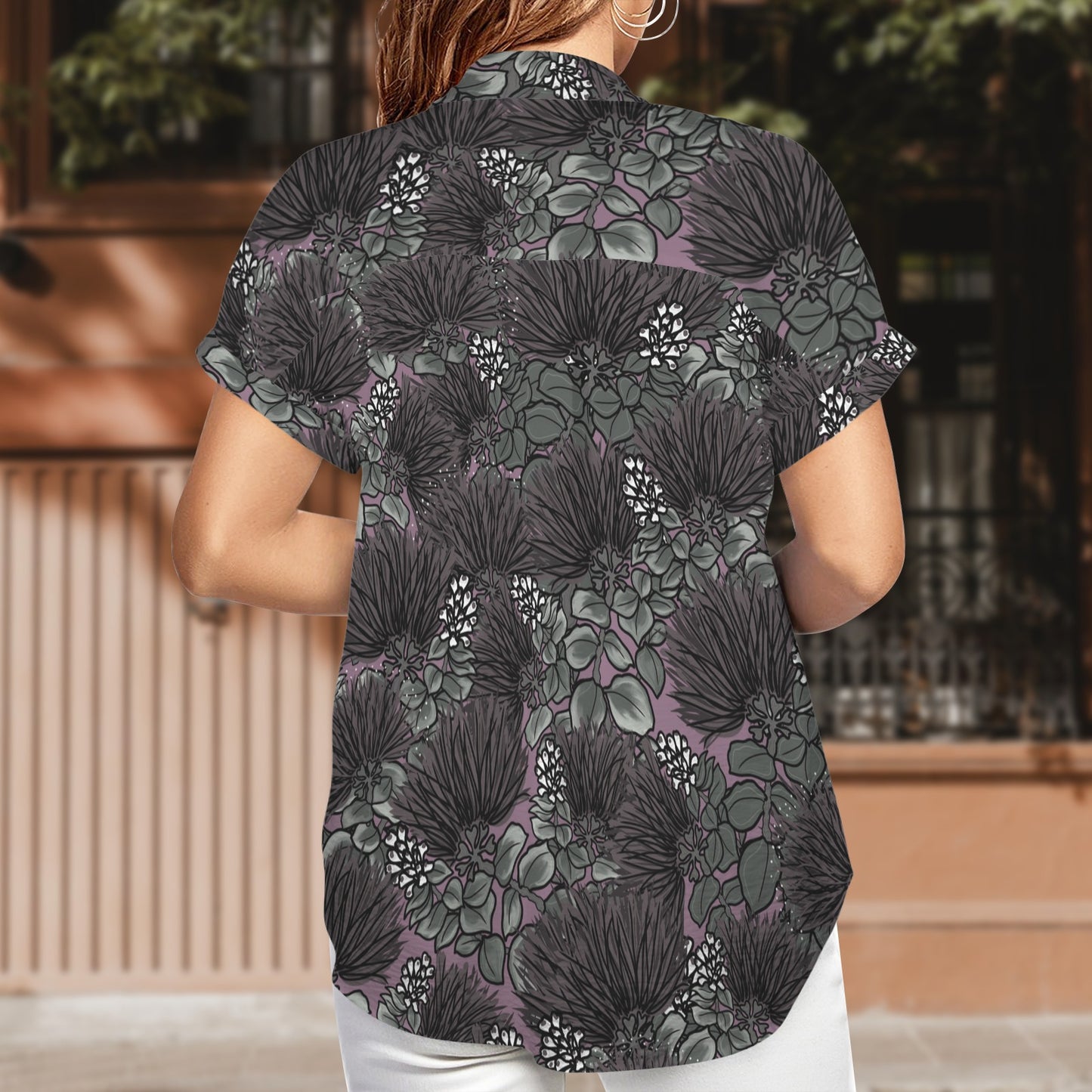 'Ohi'a Lehua Womenʻs Short Sleeve Button Pocket Blouse