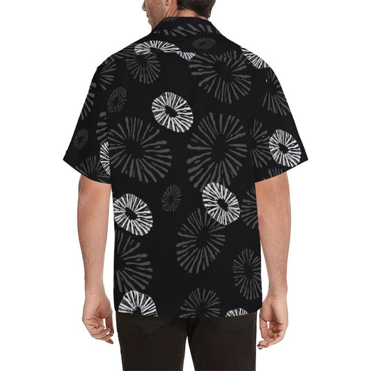 'Opihi Hawaiian Print - Menʻs Aloha Shirt, Black and Gray