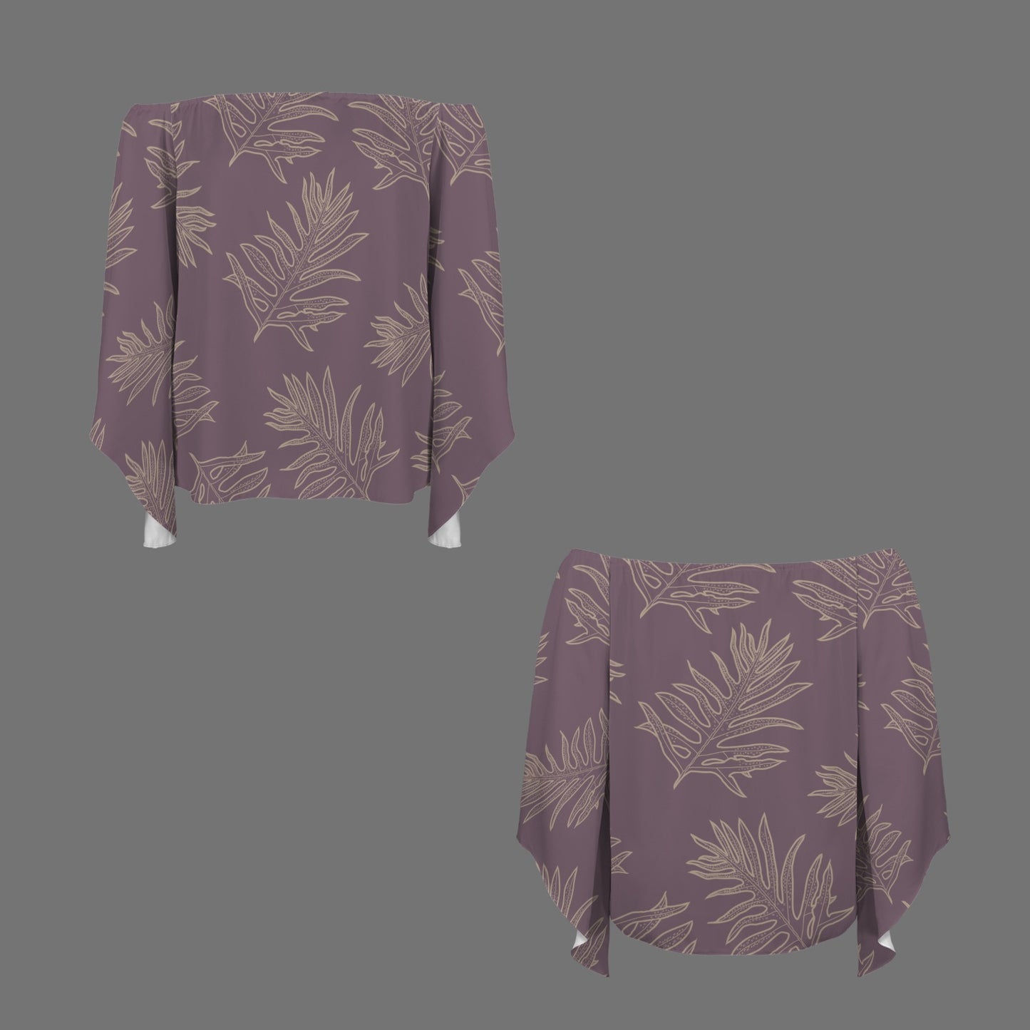 Laua'e Fern Lavender Off Shoulder Trumpet Sleeve Blouse