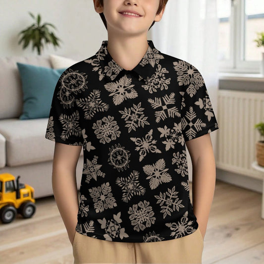 Kapa Kuiki Keiki Polo Shirt - Black and Taupe