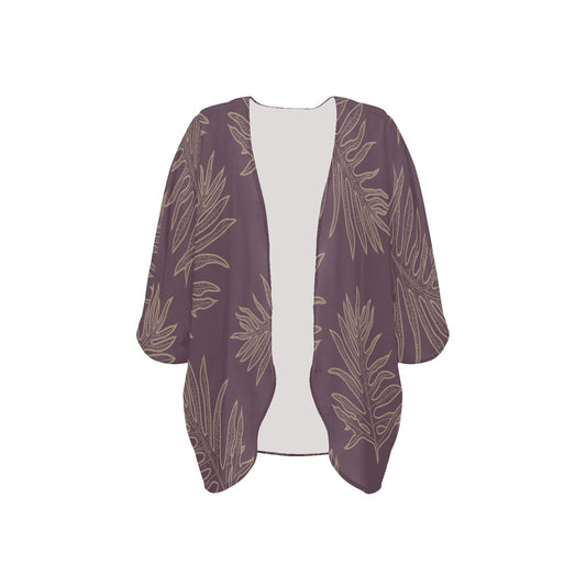 Lauaʻe Fern Hawaiian Print KImono Chiffon Coverup - Lavender