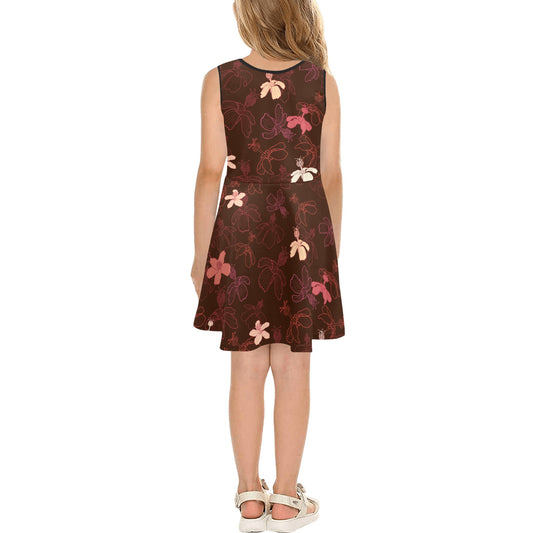 Koki'o Hibiscus Hawaiian Print - Girl's Sleeveless Dress