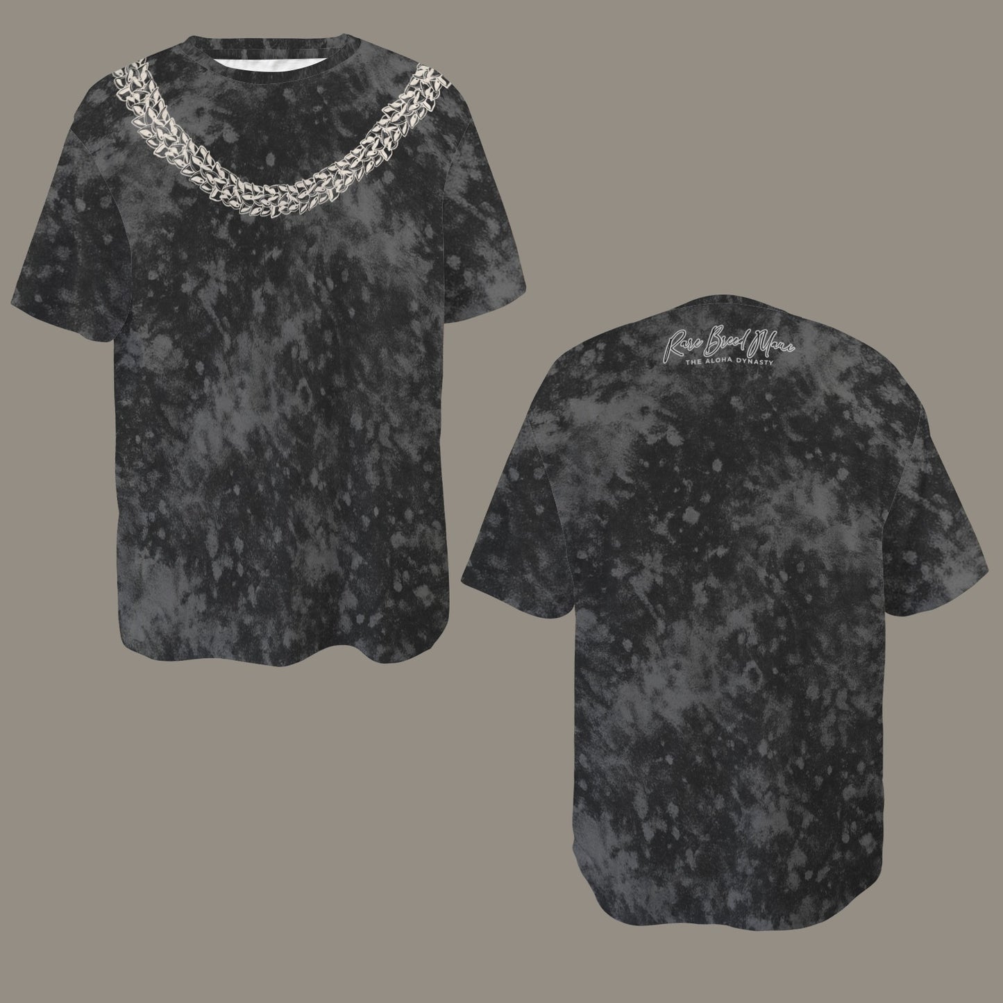 Oversized Vintage Wash Graphic T-shirt | Hawaiian Lei Tee, Smokey Black and Gray - Ni'ihau Shell Lei