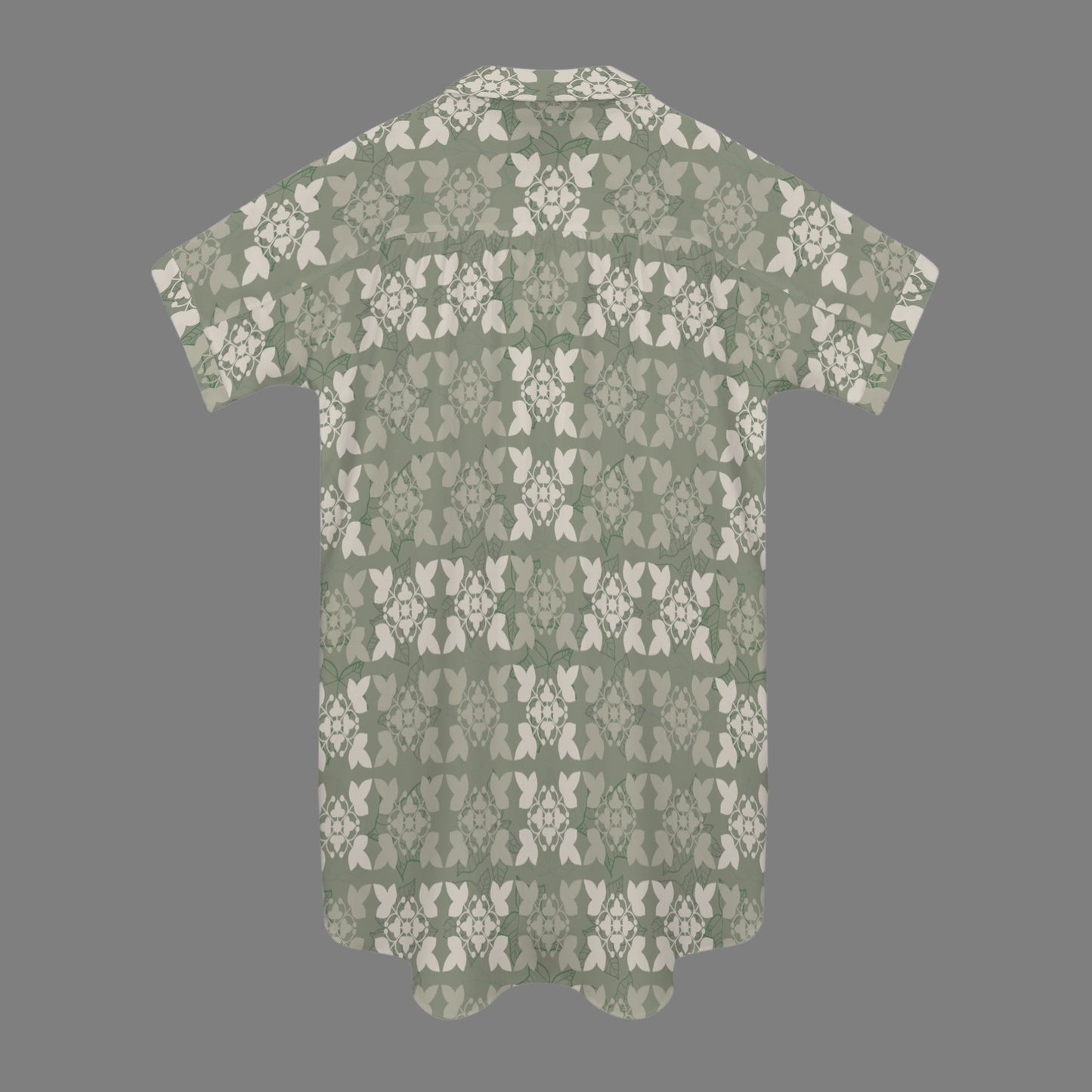 Nani 2.0 Dress in Kukui Kapa Kuiki Print - Sage, Khaki and Gray