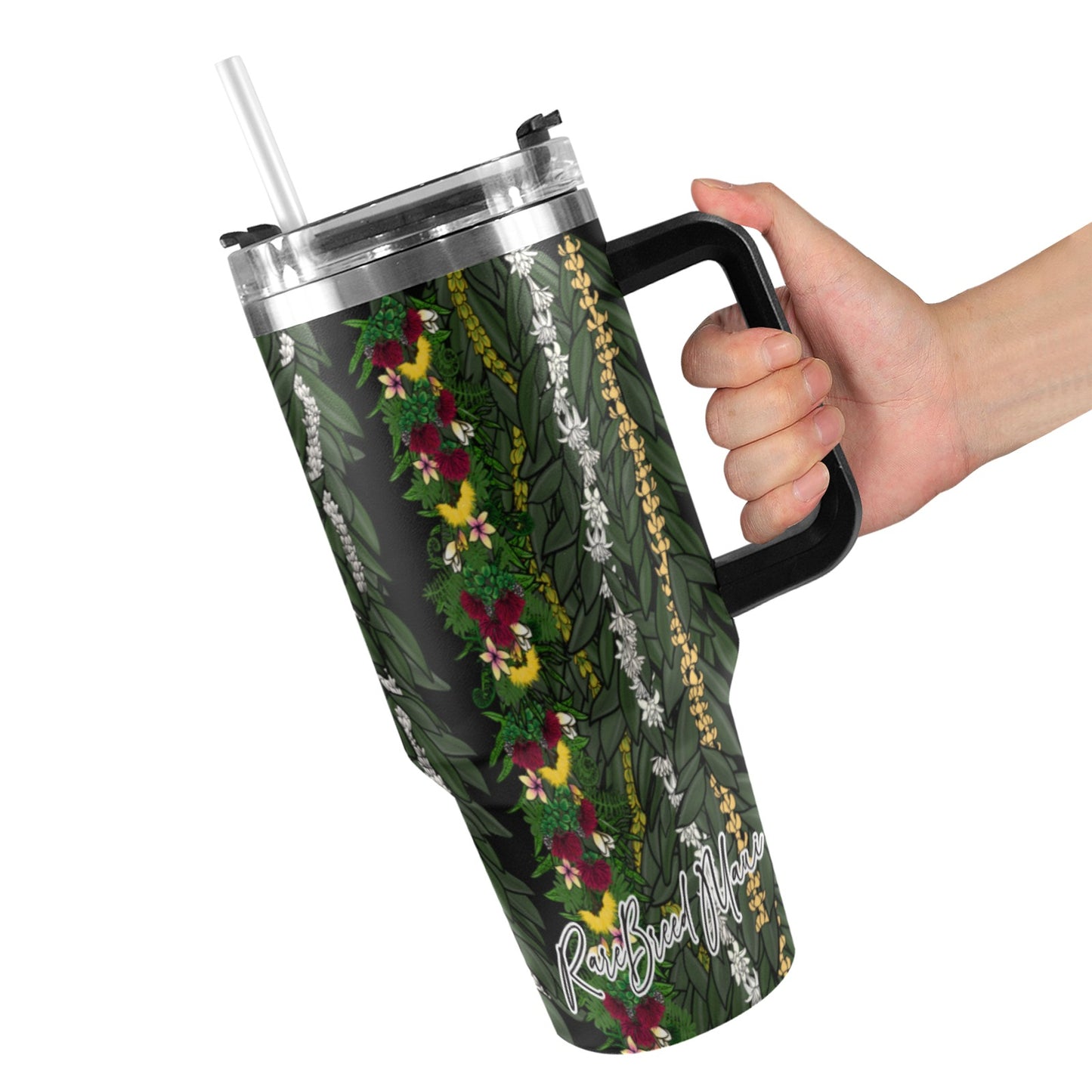 Na Lei 40oz Tumbler with Black Handles