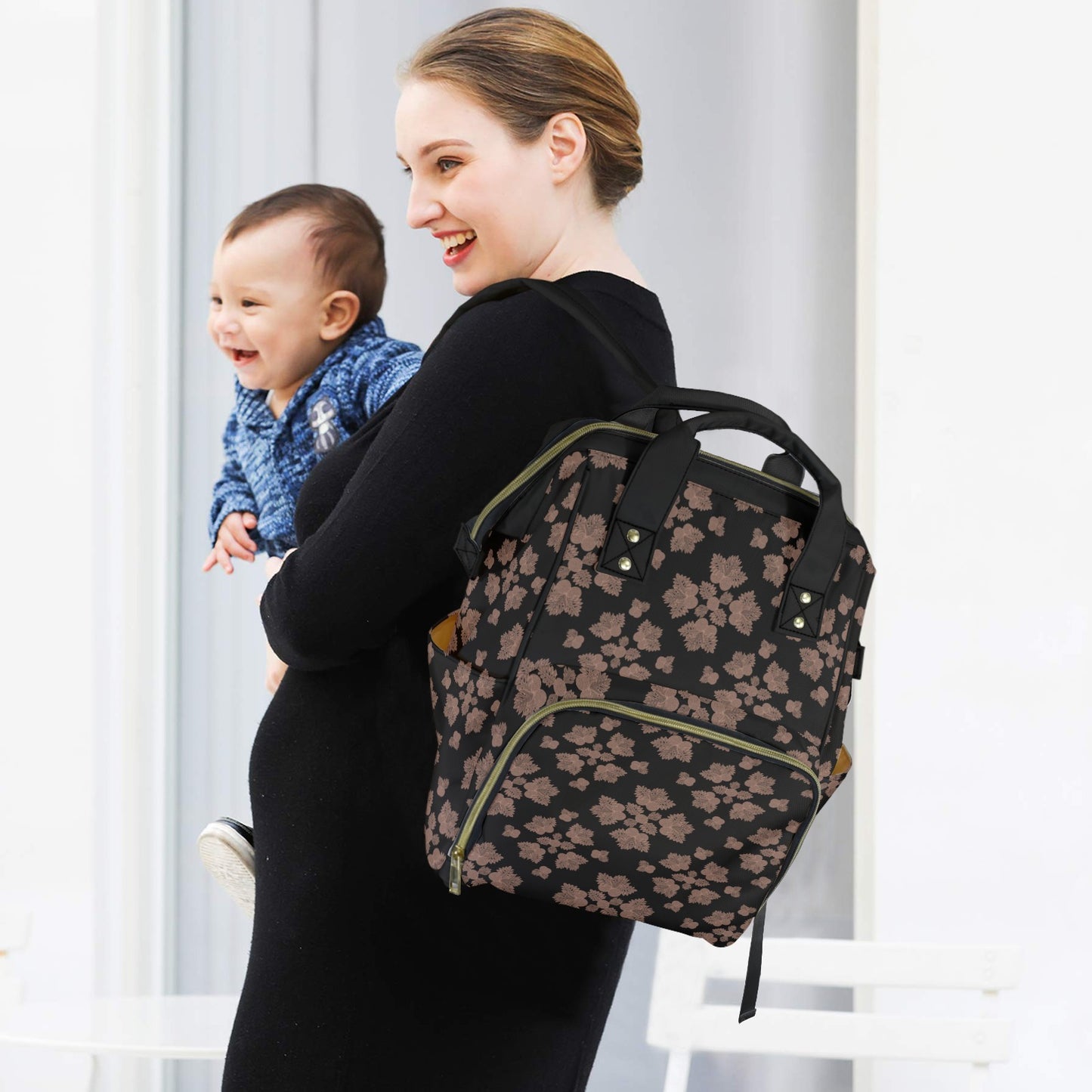 Ulu Quilt Hawaiian Print Multi-Function Backpack 2.0 - Mocha and Black