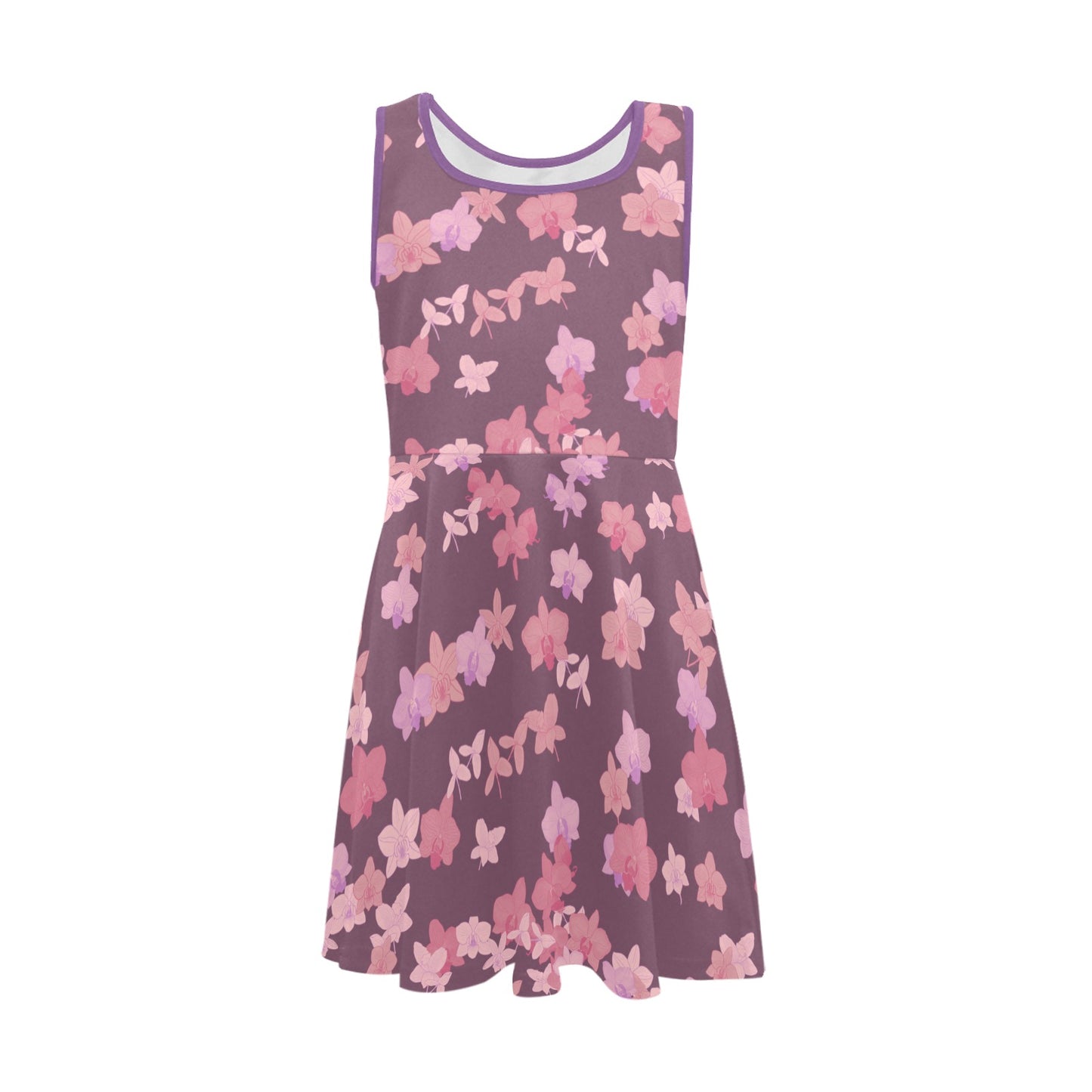 'Okika Hawaiian Print - Orchid, Girl's Sleeveless Dress