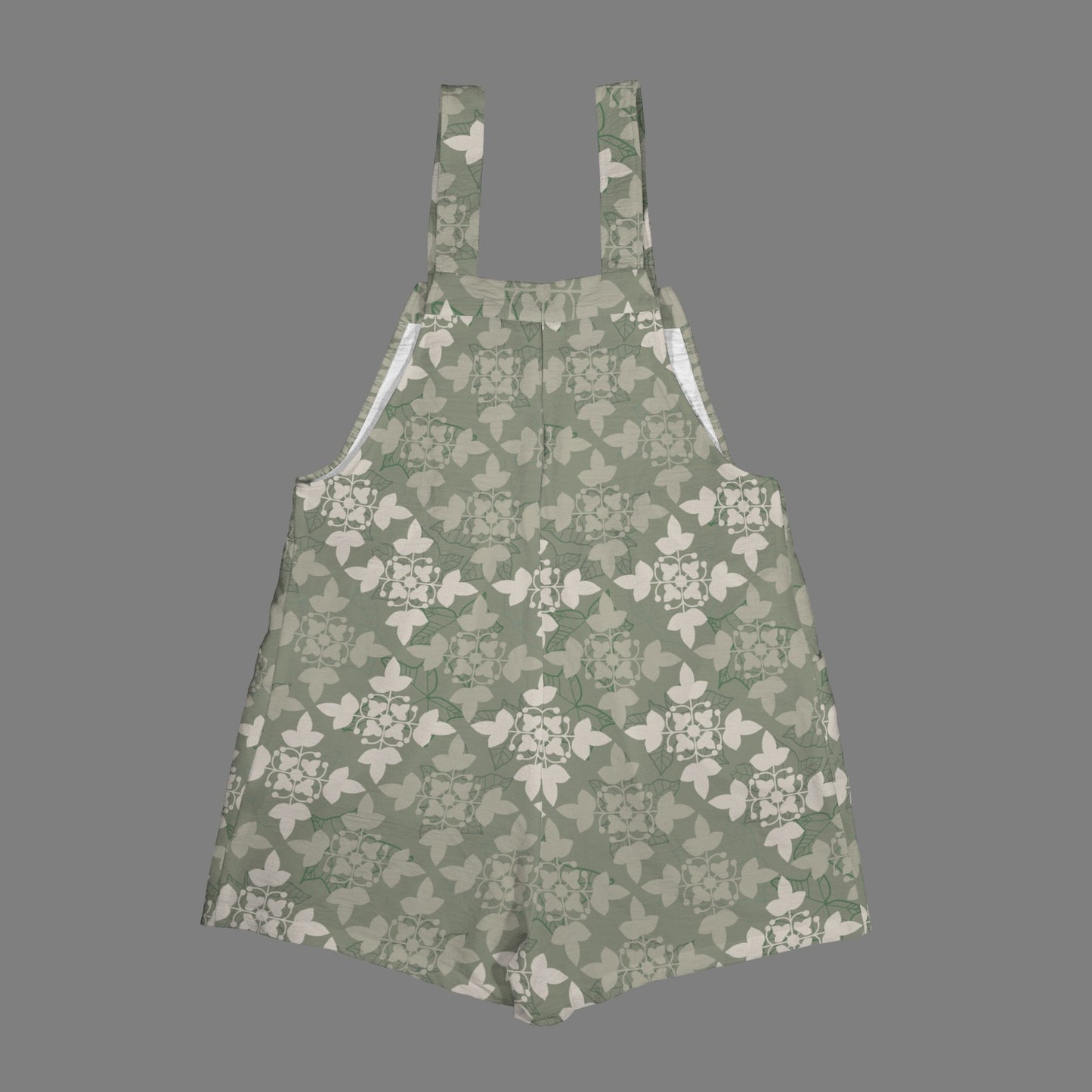 Ku'ulei Romper - Kapa Kuiki Print - Sage, Khaki and Gray