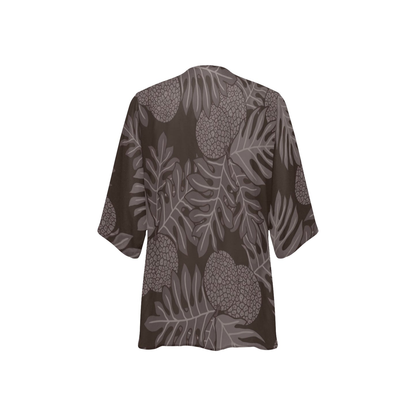 Ulu Hawaiian Print Women's Kimono Cover Up - Brown (Ulu Breadfruit)