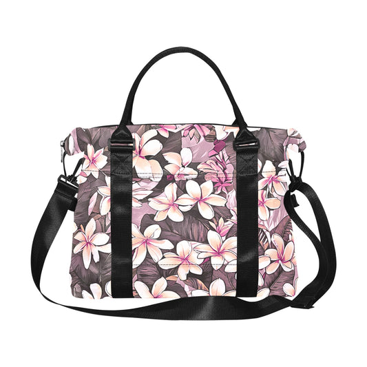 Plumeria Hawaiian Print Duffle Bag with Trolley Sleeve - The Huaka'i Weekender Duffle