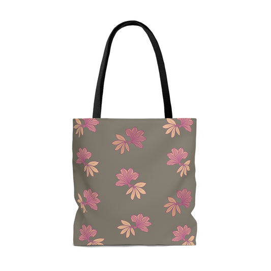 Naupaka Pua Tote Bag Pink & Taupe - Naupaka Kahakai and Naupaka Kuahiwi
