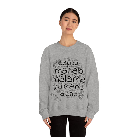 Hawaiian 'Olelo Hawai'i Kuleana with Kalo Plant Unisex Heavy Blend™ Crewneck Sweatshirt