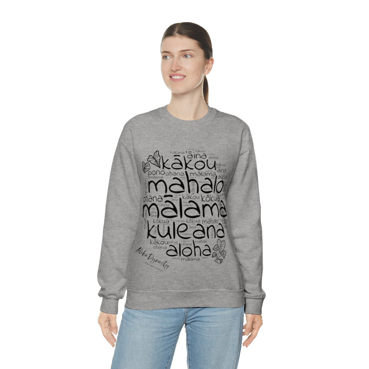 Hawaiian 'Olelo Hawai'i Kuleana with Kalo Plant Unisex Heavy Blend™ Crewneck Sweatshirt