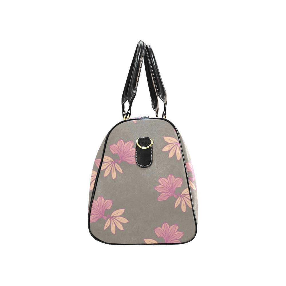 Naupaka Hawaiian Print Taupe Waterproof Travel Bag Duffle bag Small