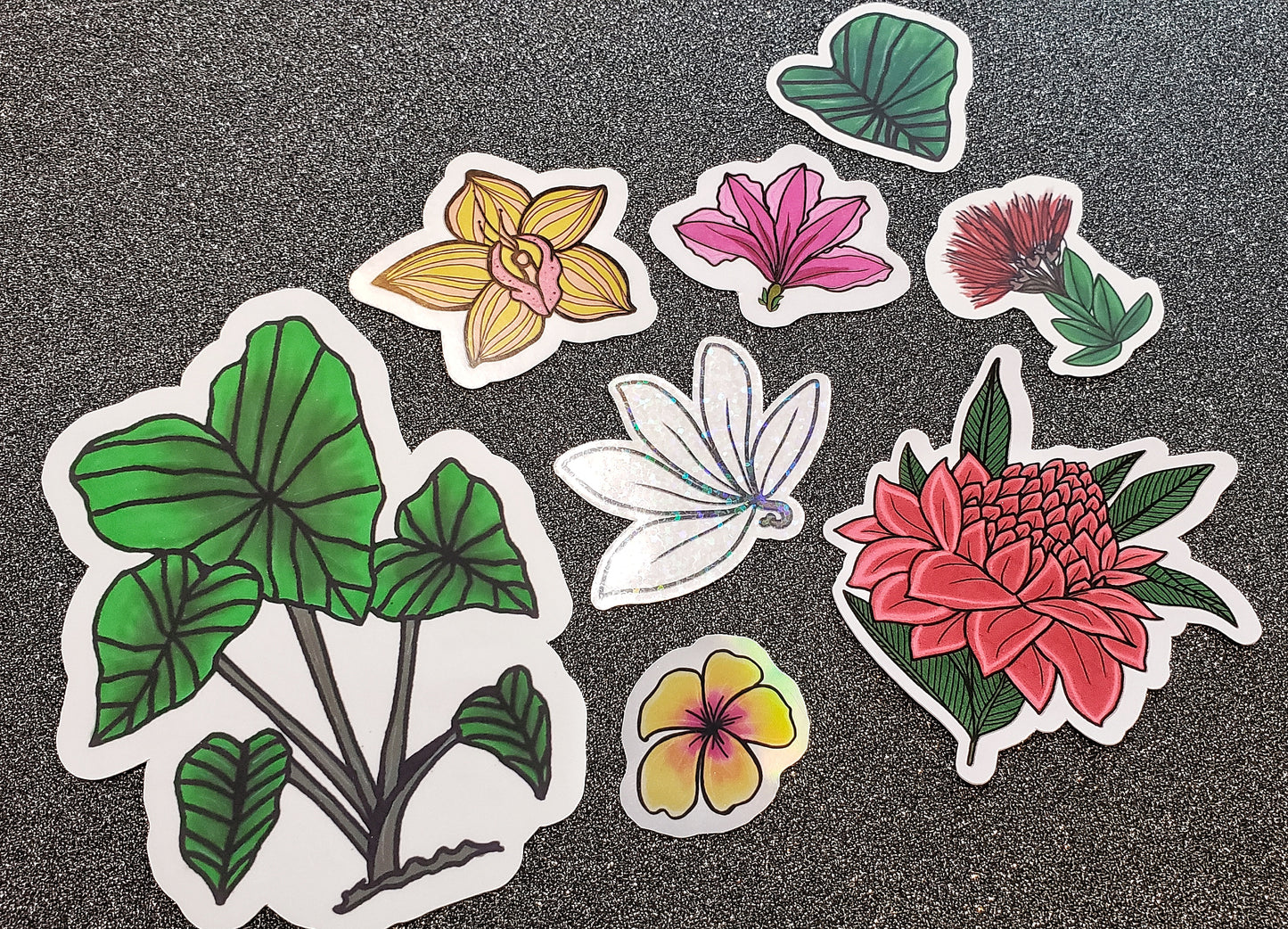 Hawaiian Tropical Flowers and Kalo Sticker Pack
