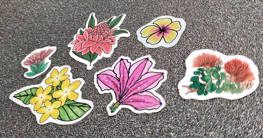 Hawaiian Tropical Flower Sticker Pack 2