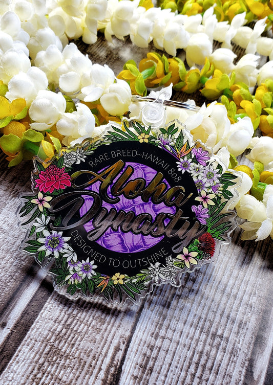 Hawaii Tropical Florals Acrylic Keychain - The Aloha Dynasty