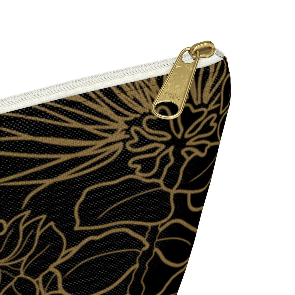 Ohia Lehua Gold and Black Accessory Pouch w T-bottom