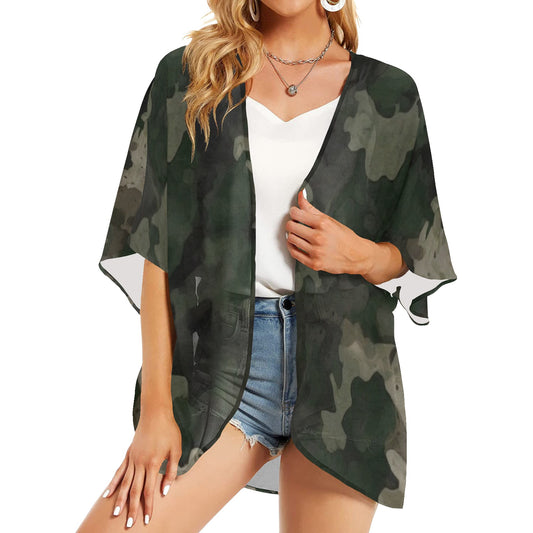Aloha Dynasty Camouflage Women's Kimono Chiffon CoverUp