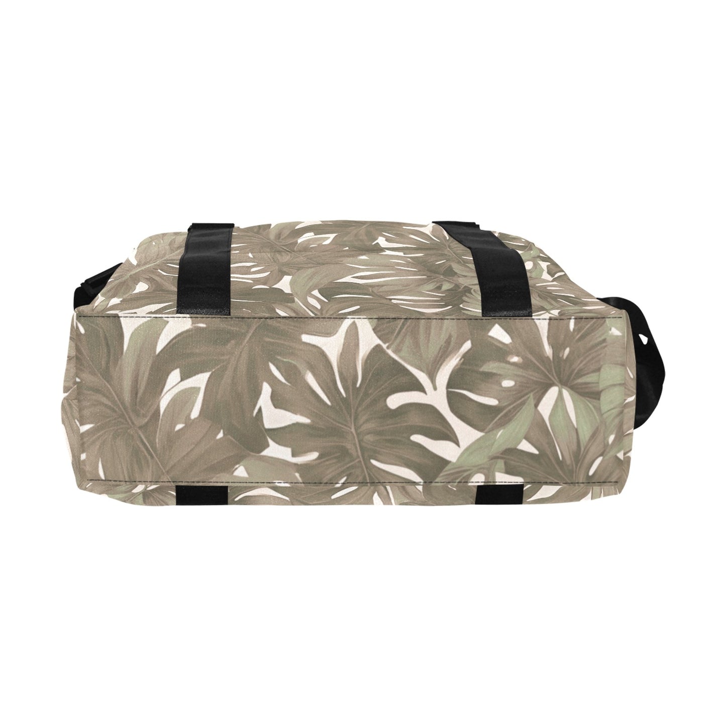 Monstera Hawaiian Print Duffle Bag with Luggage Sleeve - The Huaka'i Weekender Duffle, Neutral Tones