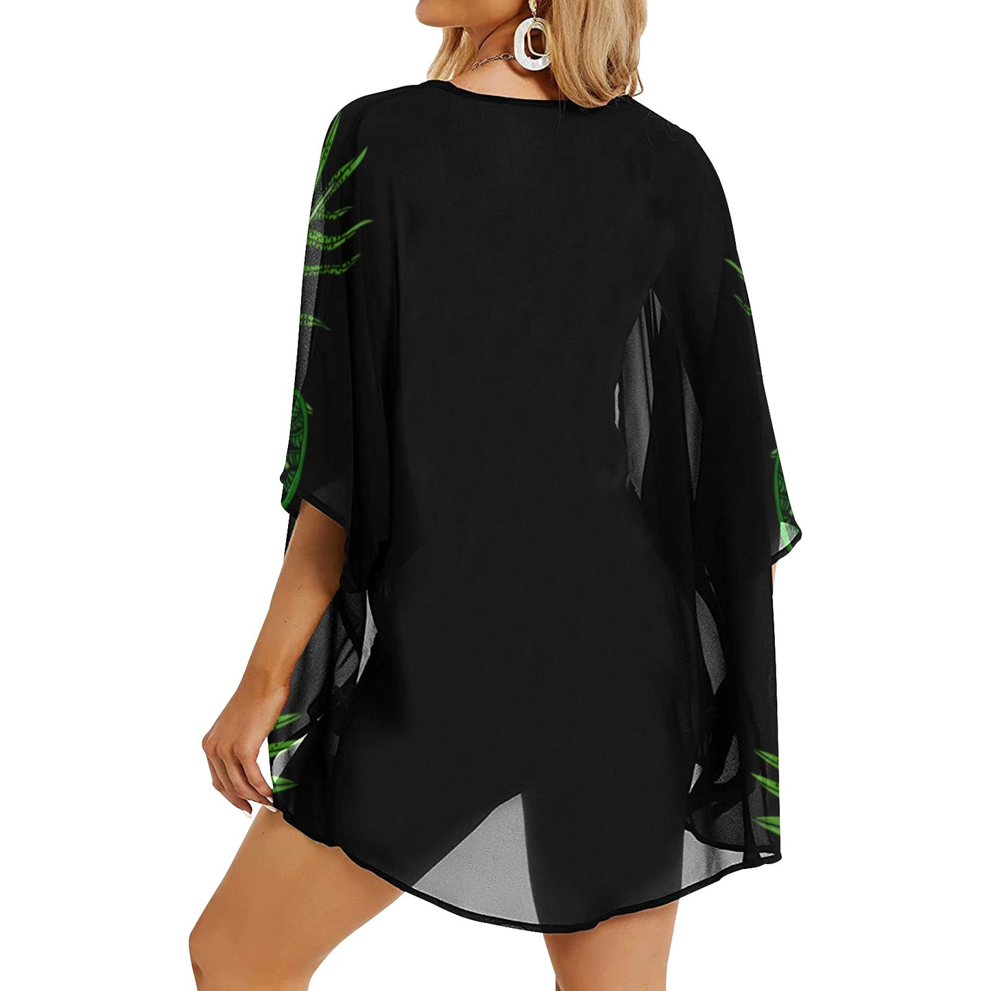 'Ohia Lehua and Hawaiian Fern Women's Kimono Chiffon Cover Up Women's Kimono Chiffon Cover Up