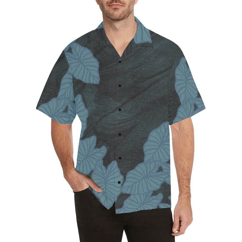 Kalo Blue Watercolor Men's Aloha Shirt Hawaiian Shirt with Merged Design (Model T58)