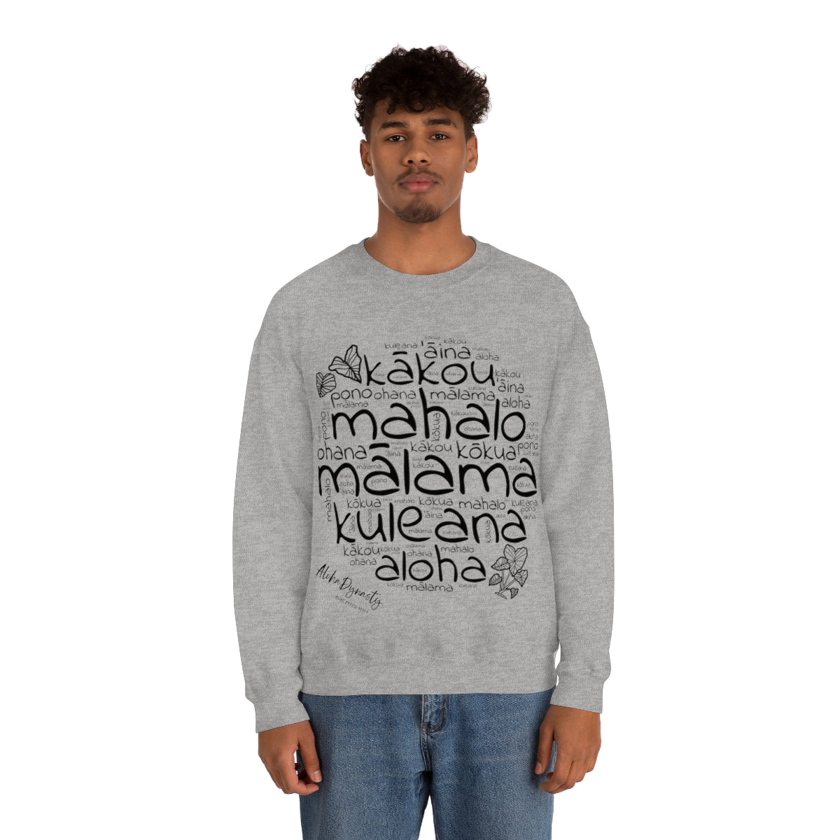 Hawaiian 'Olelo Hawai'i Kuleana with Kalo Plant Unisex Heavy Blend™ Crewneck Sweatshirt