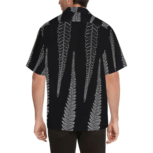 Hapu'u Fern Black and Gray Hawaiian Print Men's Aloha Shirt