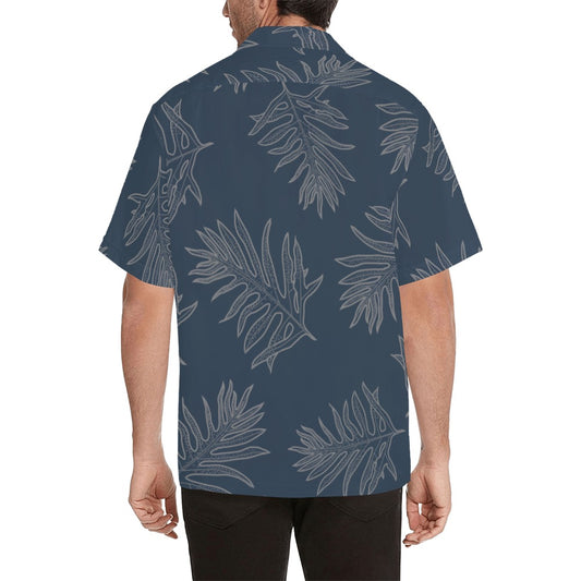 Laua'e Fern Hawaiian Print - Gray Blue Men's Aloha Shirt Hawaiian Shirt