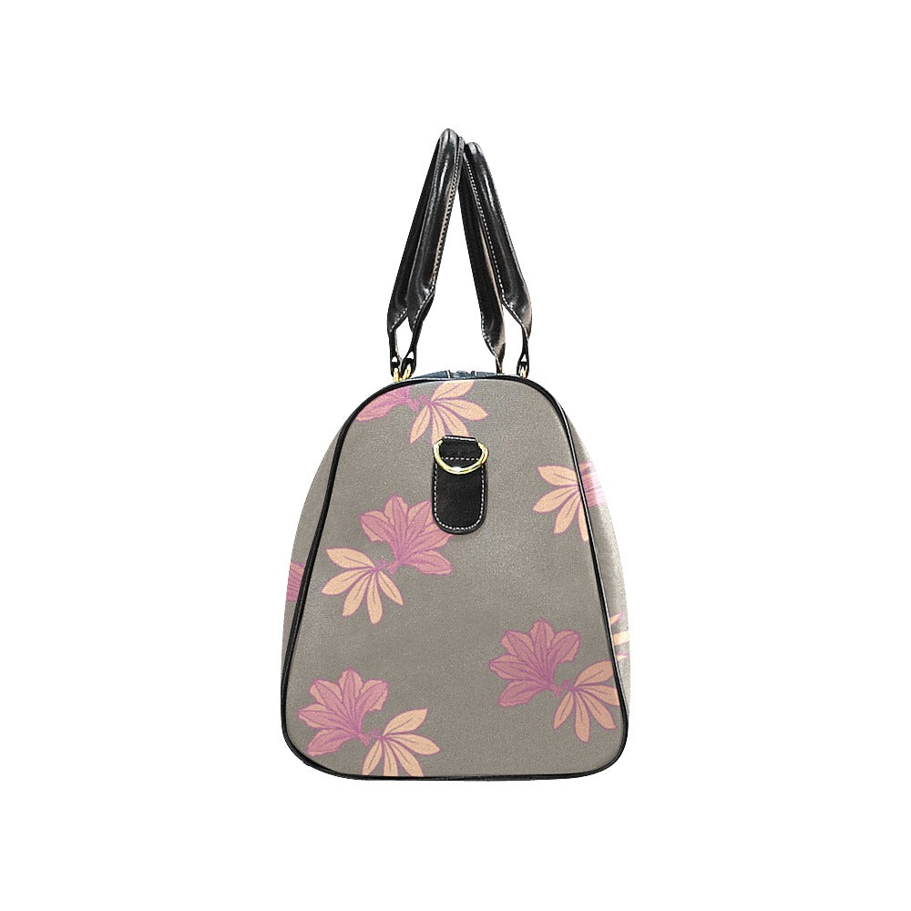 Naupaka Hawaiian Print Taupe Waterproof Travel Bag Duffle bag Small