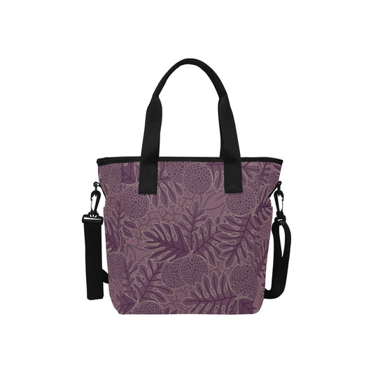 Ulu Breadfruit Hawaiian Print Tote Bag Crossbody - Purple Tote Bag with Shoulder Strap