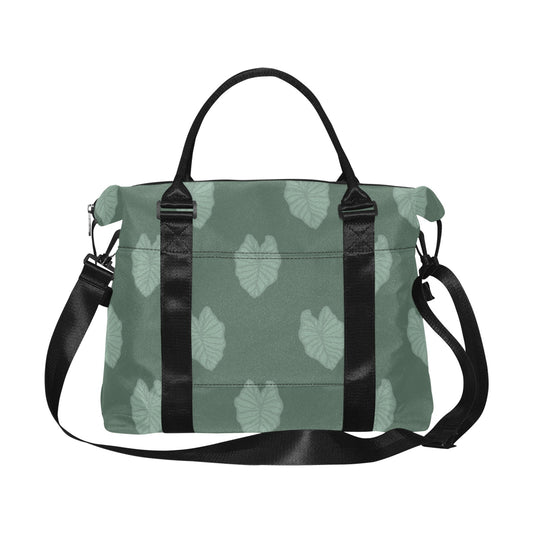 Kalo Taro Green Hawaiian Print Duffle Bag with Trolley Sleeve - The Huaka'i Weekender Duffle