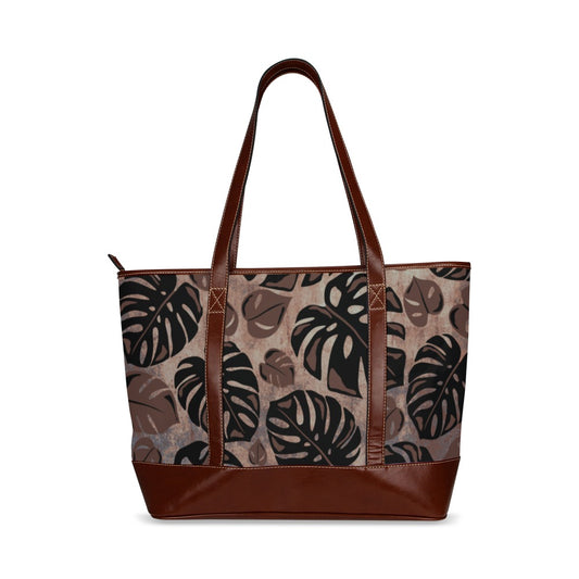 Kalo Taro Neutral Brown Watercolor Tote Bag Tote Handbag (Model 1642)